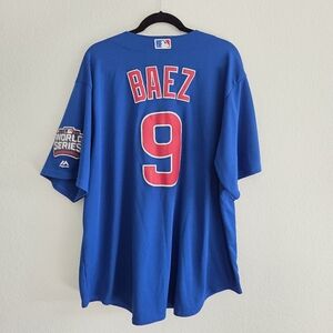 Chicago Cubs BAEZ #9 Jersey 2XL Magestic Baseball 2016 World Series Patch Sport